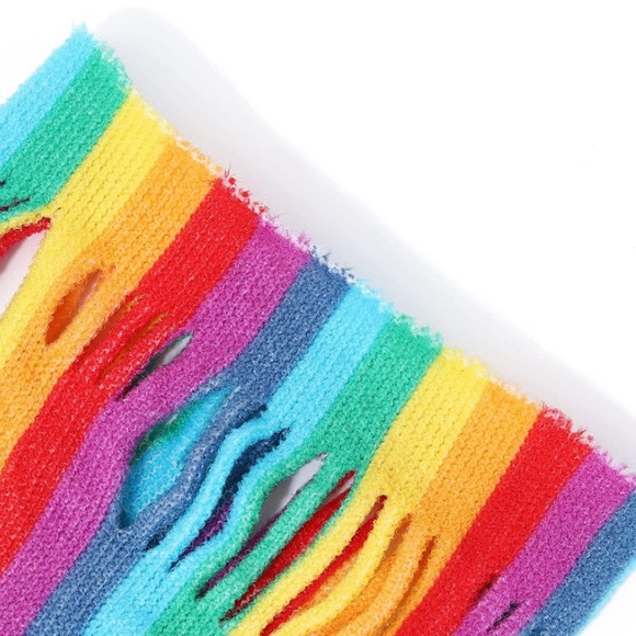 Rainbow Lace Mesh Long-sleeve Fishnet Dress - Picture 5 of 7